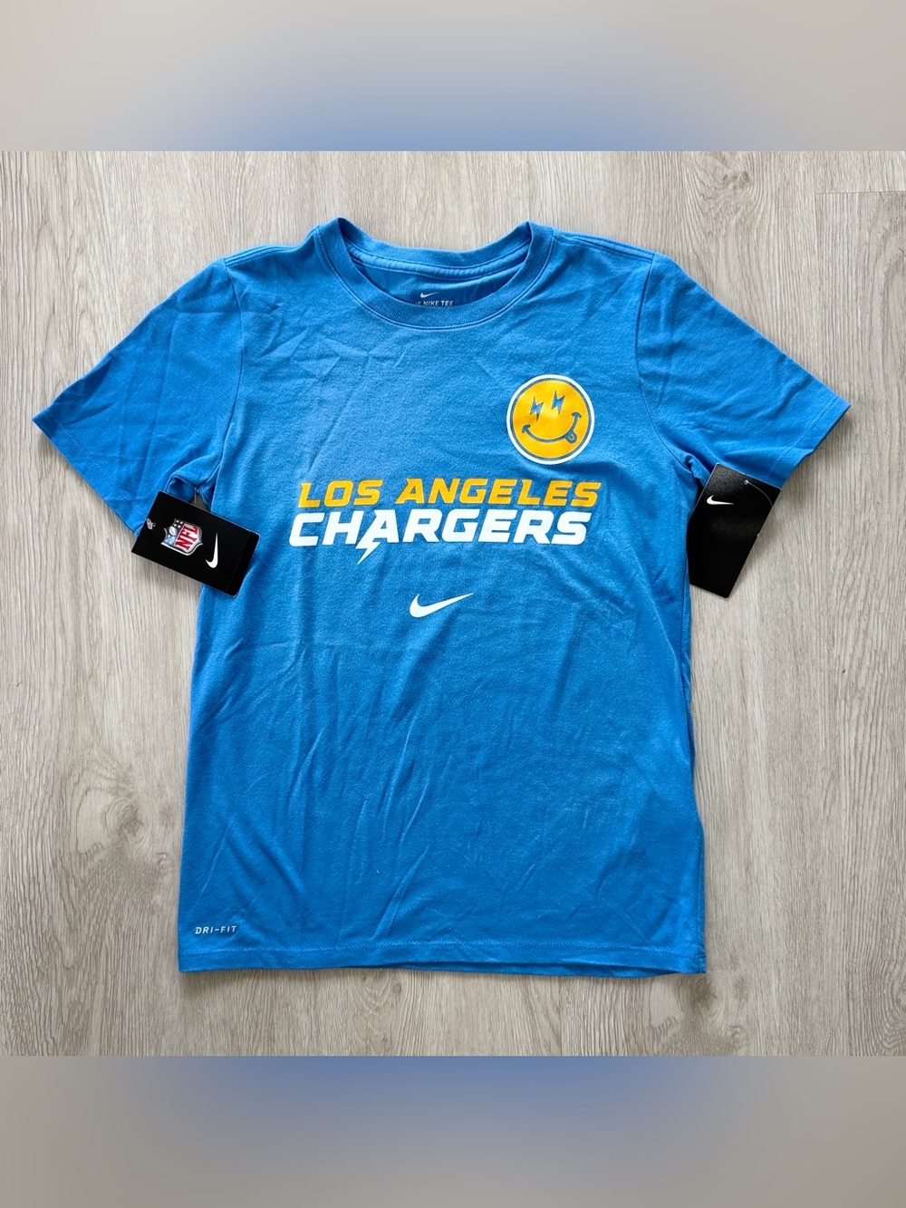Nike Blue Los Angeles Chargers Short Sleeve Tee with Yellow Accent Youth M